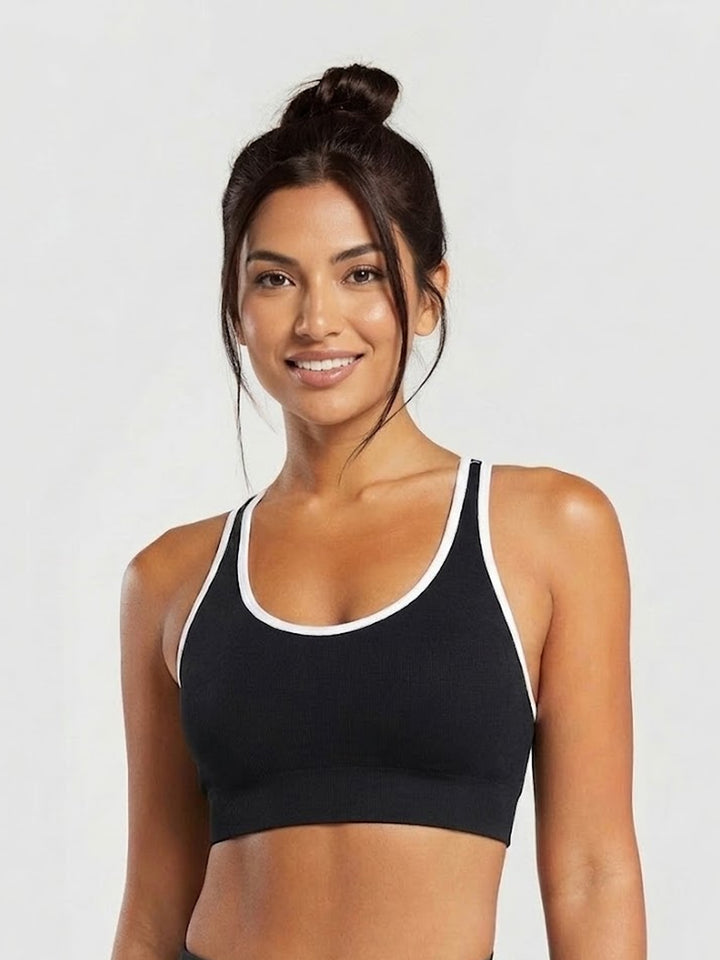 Halo Bra – Open-Back Second Skin – Medium Impact – Black