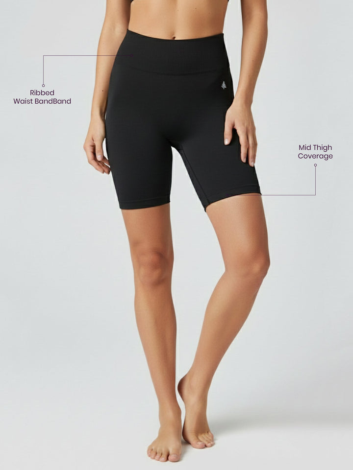 FlowForm Seamless Shorts® Black 6.5" Inseam